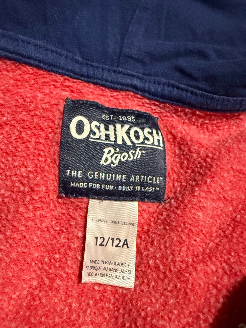 OshKosh B'gosh Red Zip-Front Fleece Sweater - Picture 2 of 2